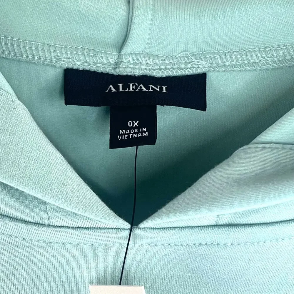 New Alfani Size 0X Balloon Sleeve Aqua Green Hoodie Pullover Sweater